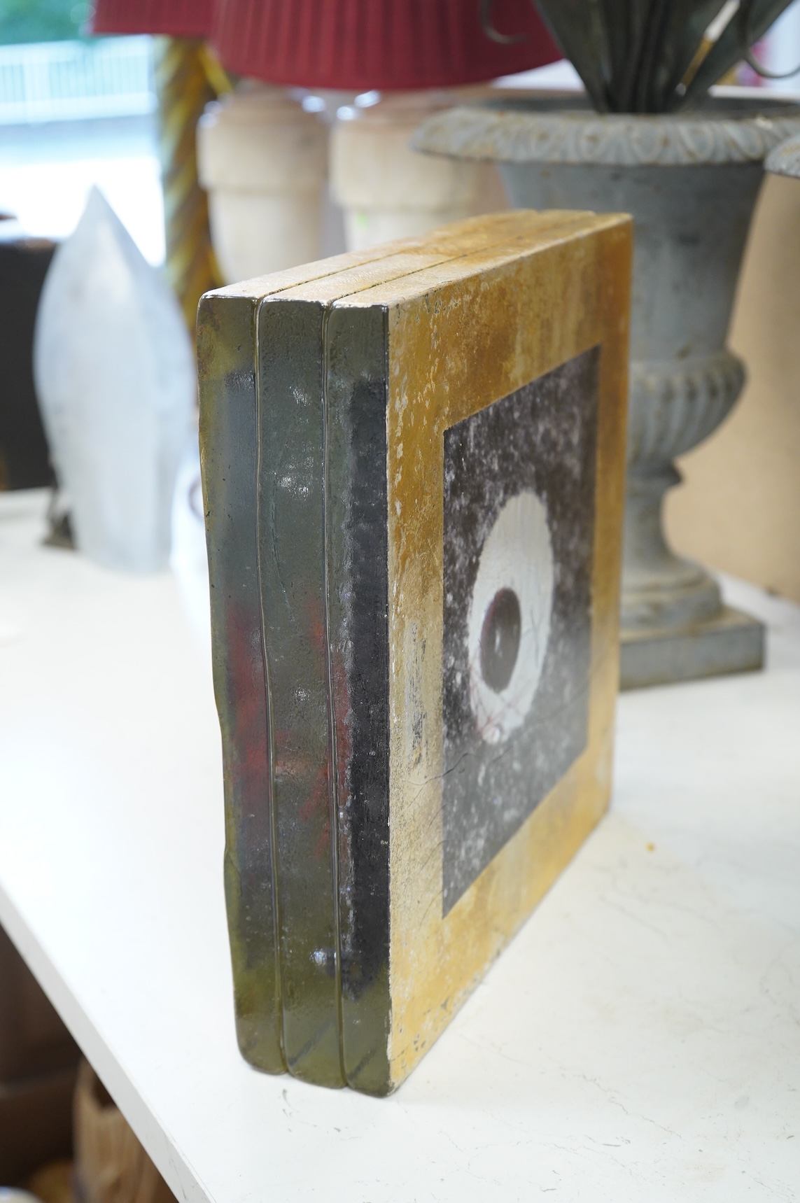 Yumi Nozaki, (Japanese, b.1973) three layer glass installation, ‘Claire de Lune’, 29cm sq